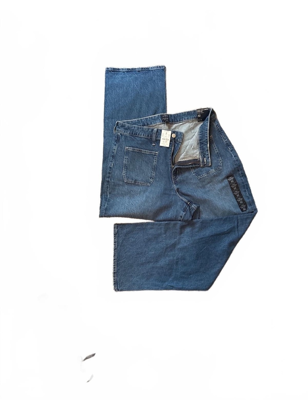 J.Crew Curvy Wide Leg Jeans 32/14 NWT Full Length Patch Pocket Blue Stretch